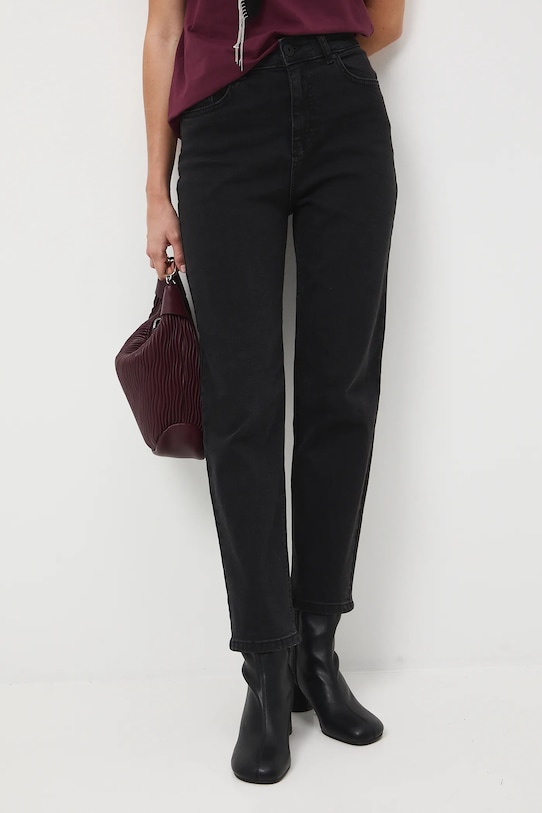 Jeansy damskie mom fit z efektem sprania czarny RW25-SJD607