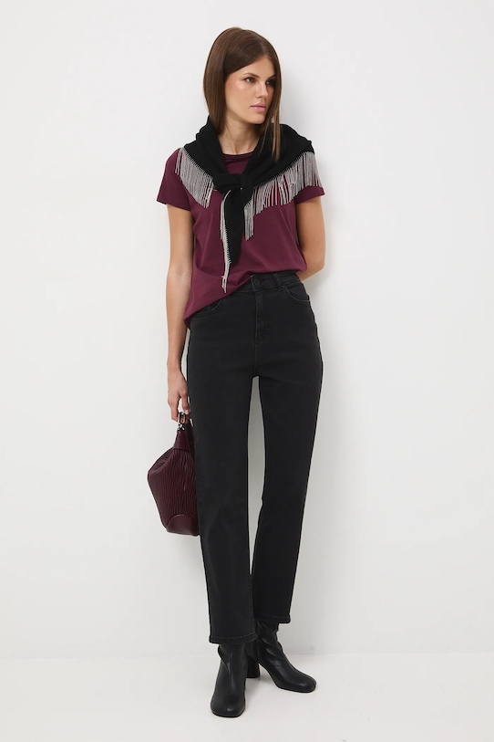 Jeansy damskie mom fit z efektem sprania RW25-SJD607 czarny RW25