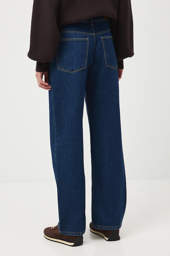 Odzież Jeansy bawełniane damskie straight z efektem sprania RW25-SJD702 granatowy