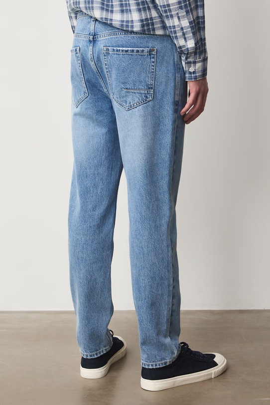 Bavlněné džíny tapered se sepraným efektem RW25.SJM202 modrá