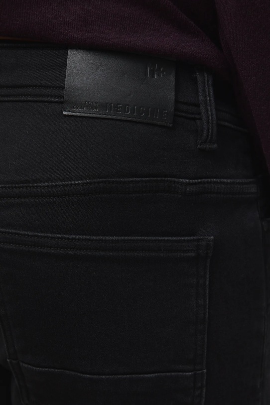 Jeansy męskie slim z efektem sprania czarny RW25-SJM506