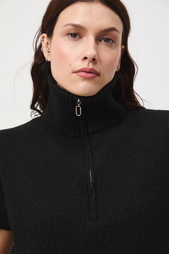 Komin z golfem z domieszką wełny RW25-SOD500 czarny RW25