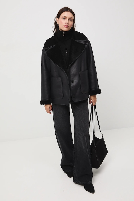 Akcesoria Komin z golfem z domieszką wełny RW25-SOD500 czarny