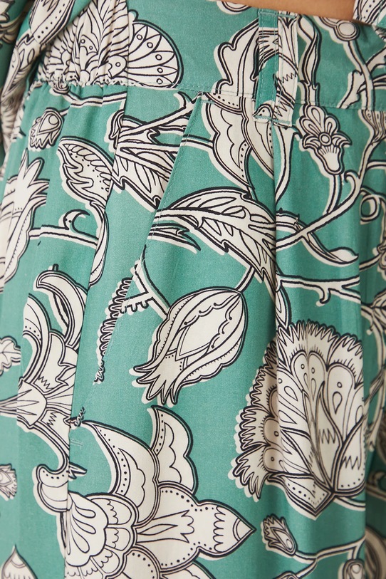 Kalhoty dámské wide leg z viskózy tyrkysová RW25.SPD010