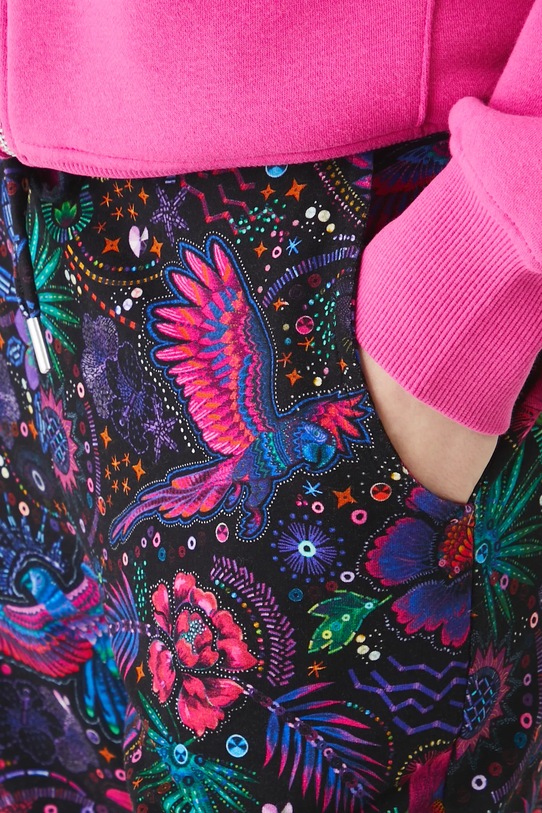 Spodnie dresowe bawełniane damskie z elastanem wzorzyste multicolor RW25-SPD013