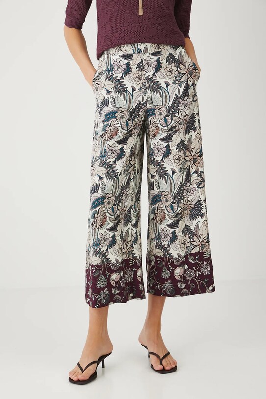 Spodnie damskie culottes wzorzyste tkanina multicolor RW25.SPD103