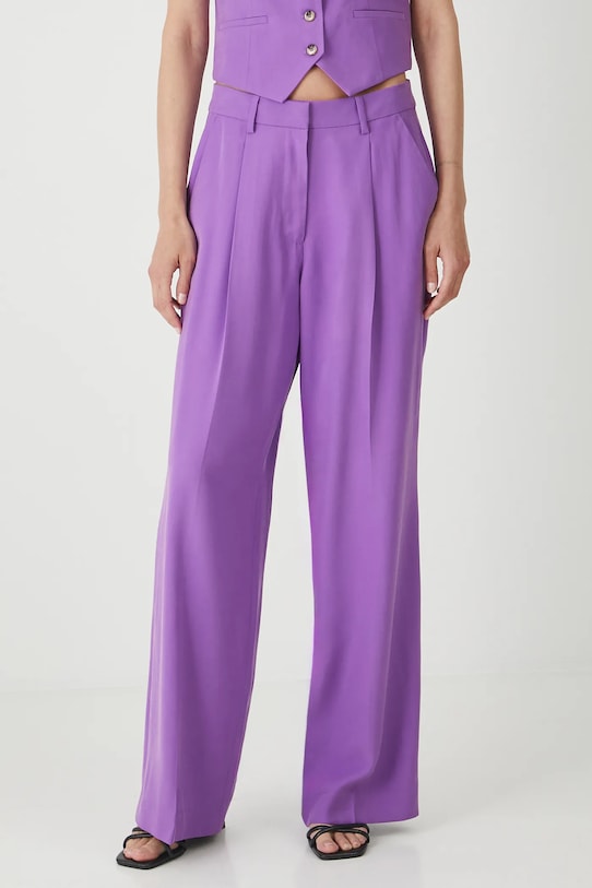 Spodnie damskie wide leg tkanina fioletowy RW25.SPD200