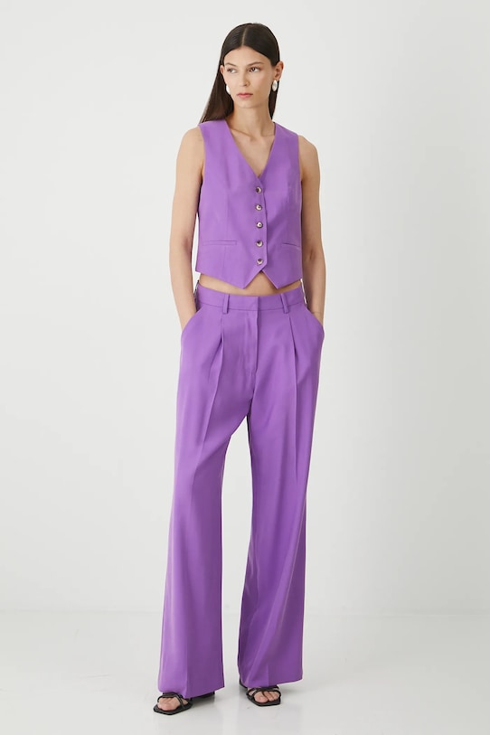 Spodnie damskie wide leg RW25.SPD200 fioletowy RW25