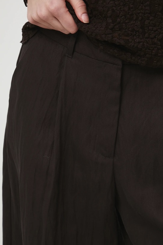 Spodnie damskie wide leg gładkie brązowy RW25-SPD300