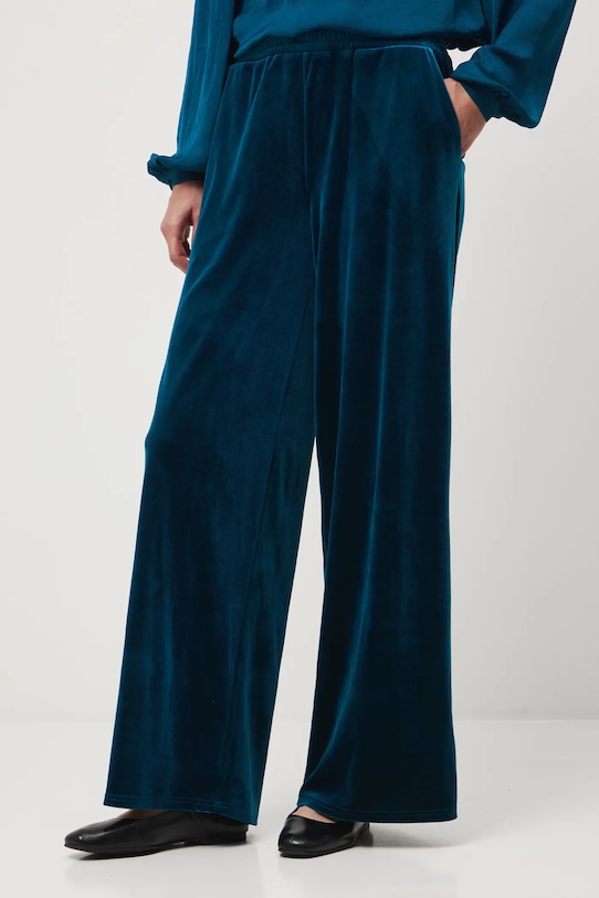 Spodnie damskie wide leg welurowe RW25-SPDA03 turkusowy RW25