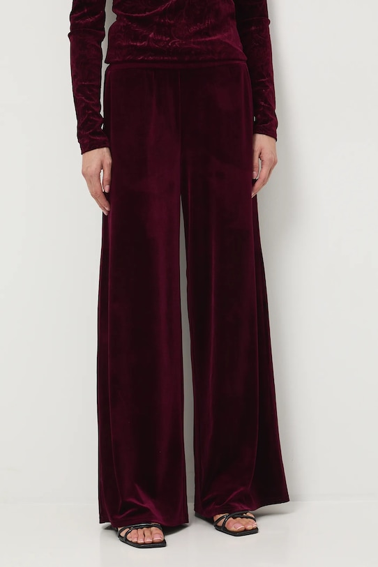 Spodnie damskie wide leg welurowe RW25-SPDA03 bordowy RW25