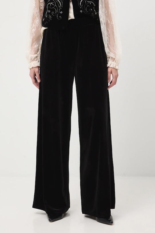 Odzież Spodnie damskie wide leg welurowe RW25-SPDA03 czarny