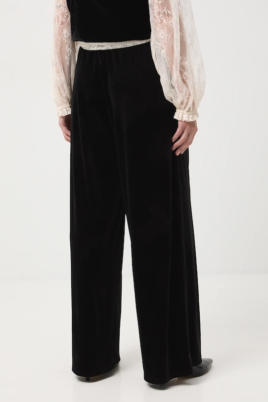 Spodnie damskie wide leg welurowe czarny RW25-SPDA03