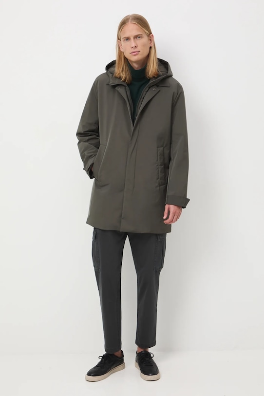 Spodnie bawełniane męskie tapered z elastanem i kieszeniami cargo RW25-SPM803 szary RW25