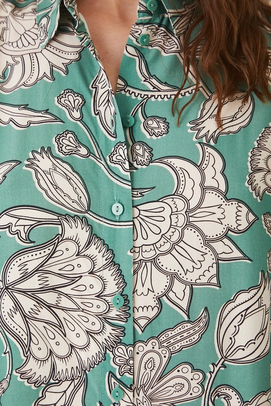 Sukienka damska midi z wiskozy wzorzysta RW25.SUD011 turkusowy