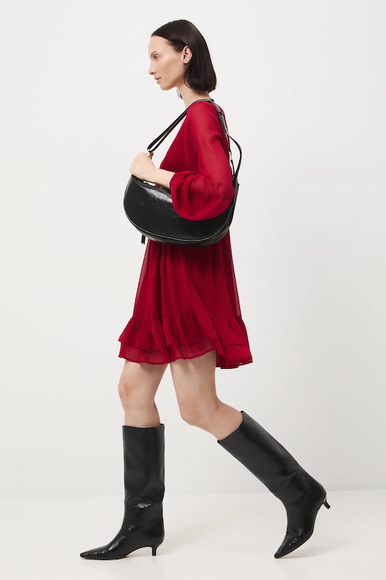 Sukienka damska mini z falbanami RW25-SUD093 czerwony RW25