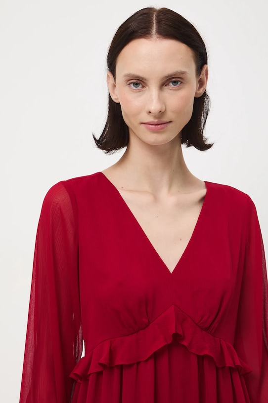 Sukienka damska mini z falbanami czerwony RW25-SUD093