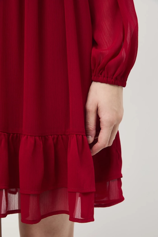 Sukienka damska mini z falbanami RW25-SUD093 czerwony