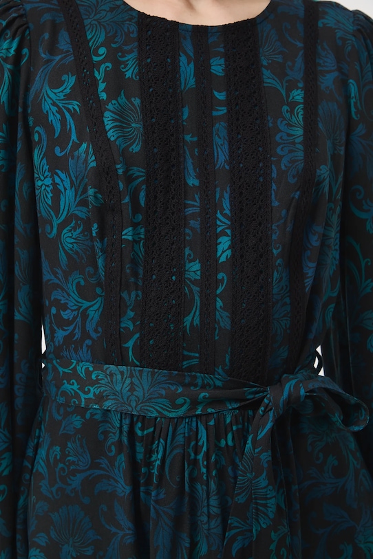 Sukienka damska mini z paskiem wzorzysta RW25-SUD0B2 czarny