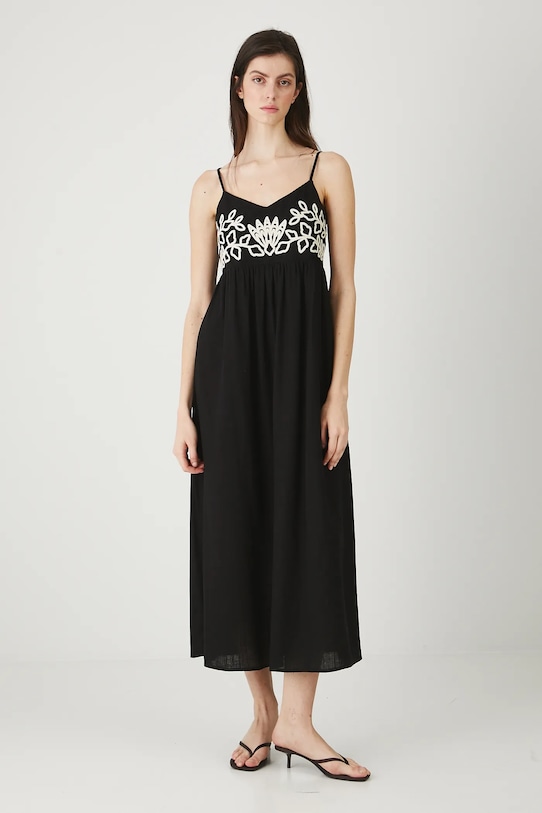 Medicine rochie din amestec de in RW25-SUD101 negru RS26