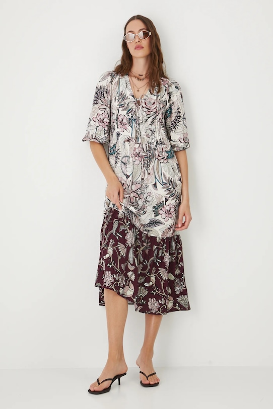 Sukienka midi z wiskozy wzorzysta midi multicolor RW25.SUD102