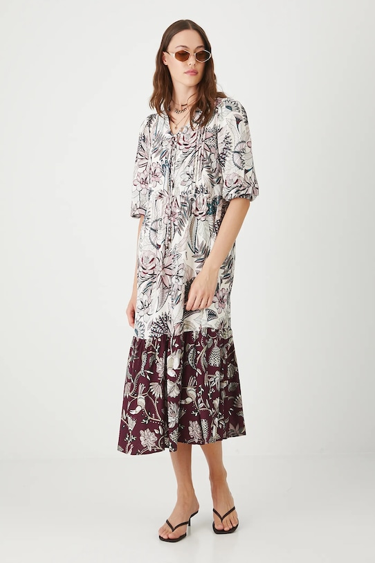 Sukienka midi z wiskozy wzorzysta multicolor RW25.SUD102