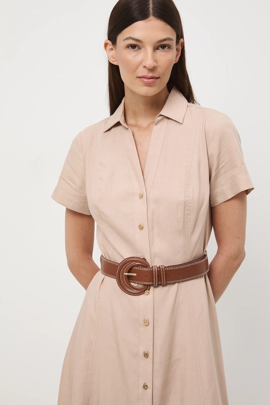 Medicine rochie din amestec de in bej RW25-SUD104