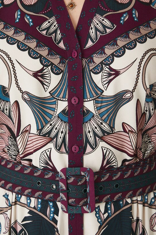 Sukienka damska midi z paskiem wzorzysta RW25.SUD105 multicolor