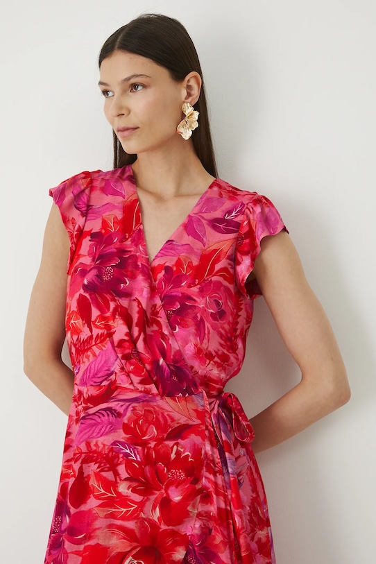 Sukienka damska midi z wiskozy wzorzysta multicolor RW25-SUD202