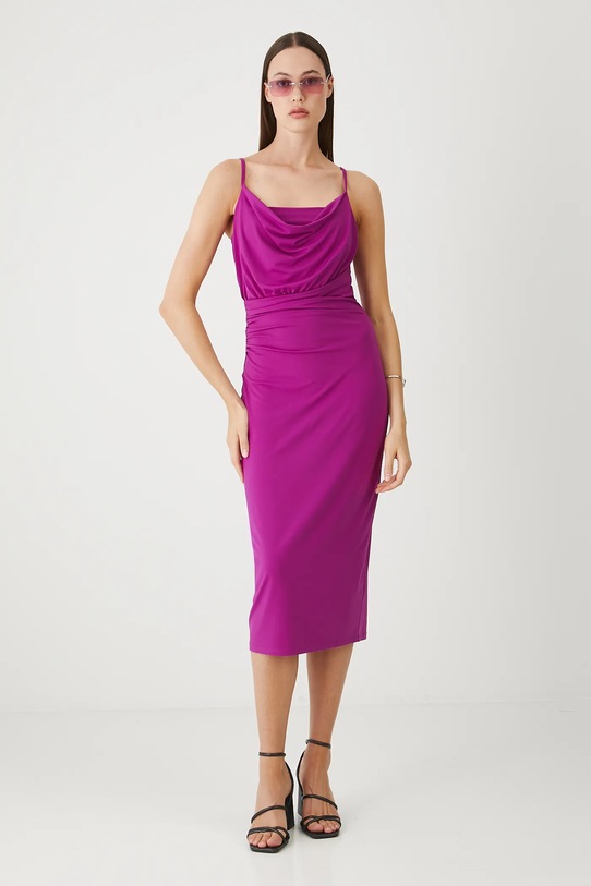 Sukienka damska midi gładka RW25-SUD205 fioletowy RW25
