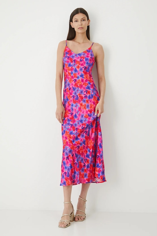 Sukienka maxi z wiskozy casual różowy RW25-SUD208