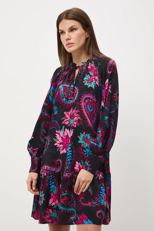 Sukienka damska mini wzorzysta casual czarny RW25-SUD604