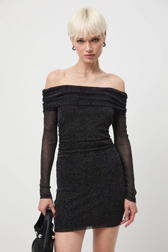 Sukienka damska mini z metaliczną nicią RW25-SUDA01 srebrny RW25