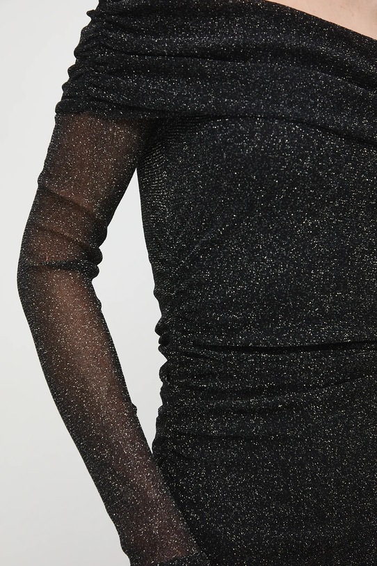 Sukienka damska mini z metaliczną nicią RW25-SUDA01 srebrny