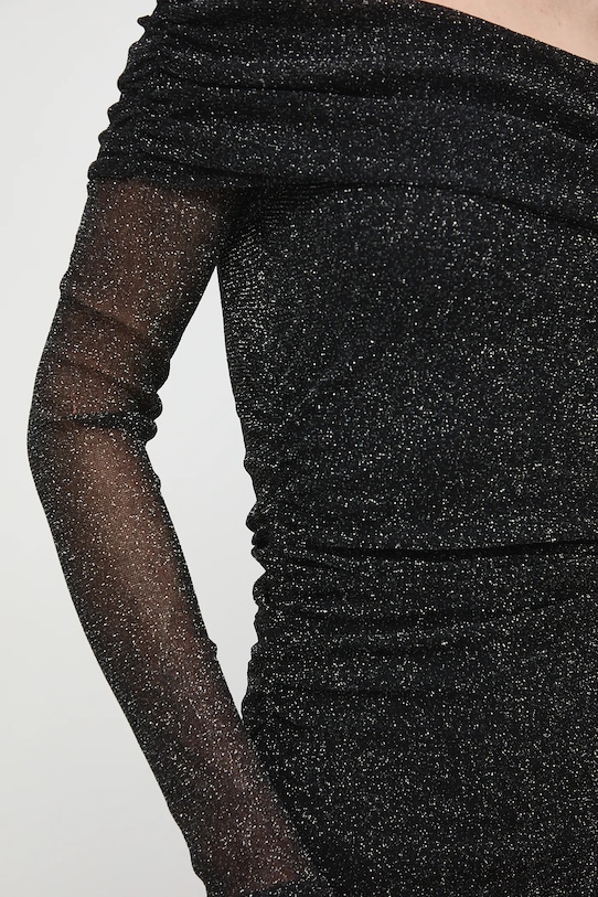 Sukienka damska mini z metaliczną nicią RW25-SUDA01 srebrny