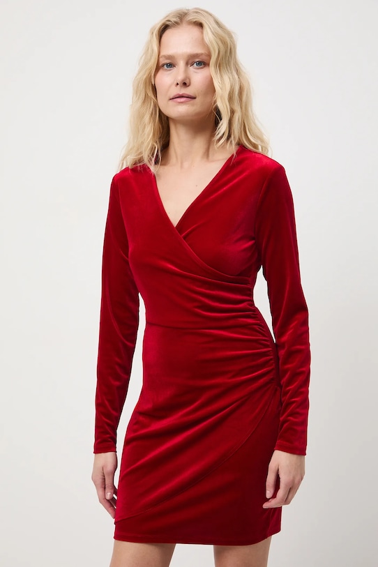 Odzież Sukienka damska mini welurowa RW25-SUDA14 czerwony
