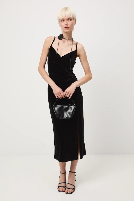 Sukienka damska midi welurowa RW25-SUDA16 czarny RW25