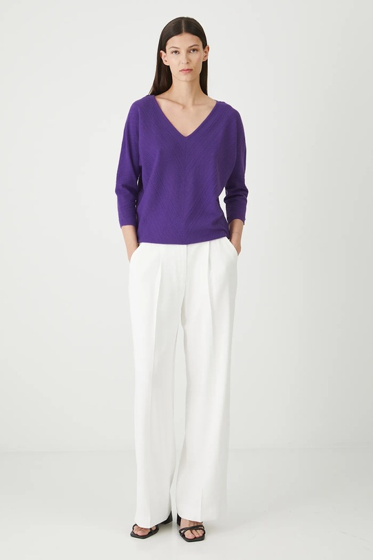 Sweter damski ażurowy z wiskozą RW25-SWD020 fioletowy RW25