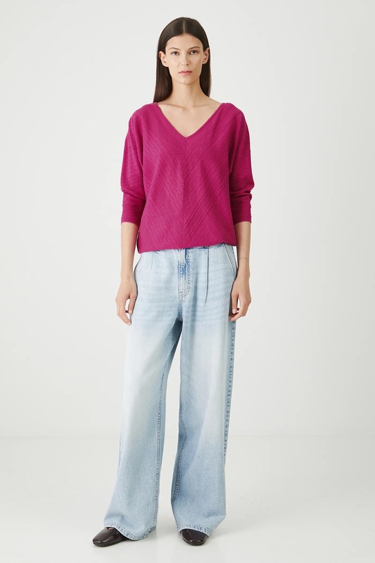 Sweter damski ażurowy z wiskozą RW25-SWD020 różowy RW25
