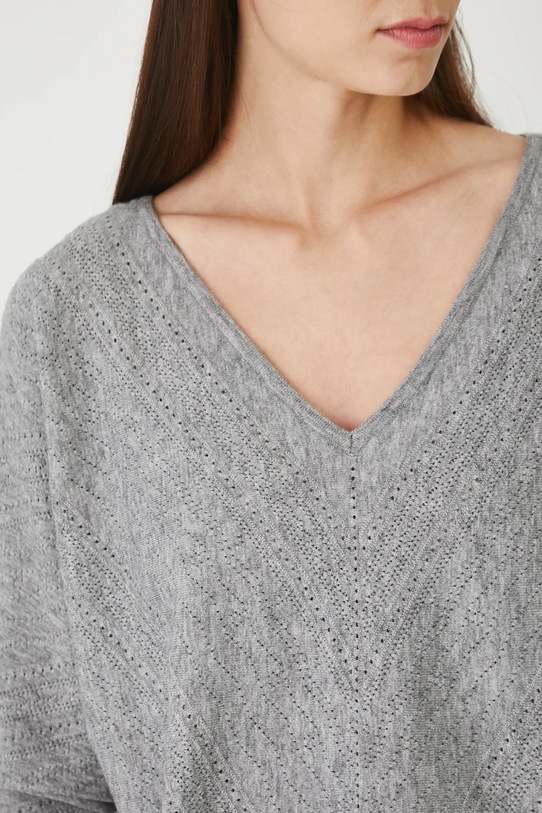Sweter damski ażurowy z wiskozą RW25-SWD020 szary