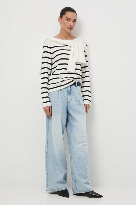 Sweter damski z wiskozą RW25-SWD033 beżowy RW25