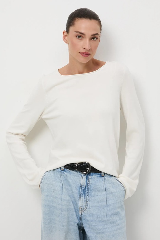 Sweter damski z wiskozą gładkie beżowy RW25-SWD033