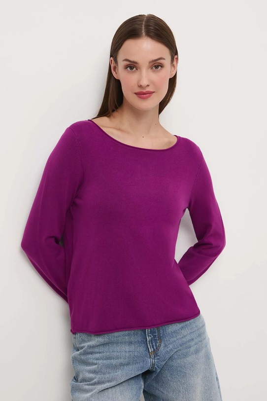 Sweter damski z wiskozą gładkie fioletowy RW25-SWD033