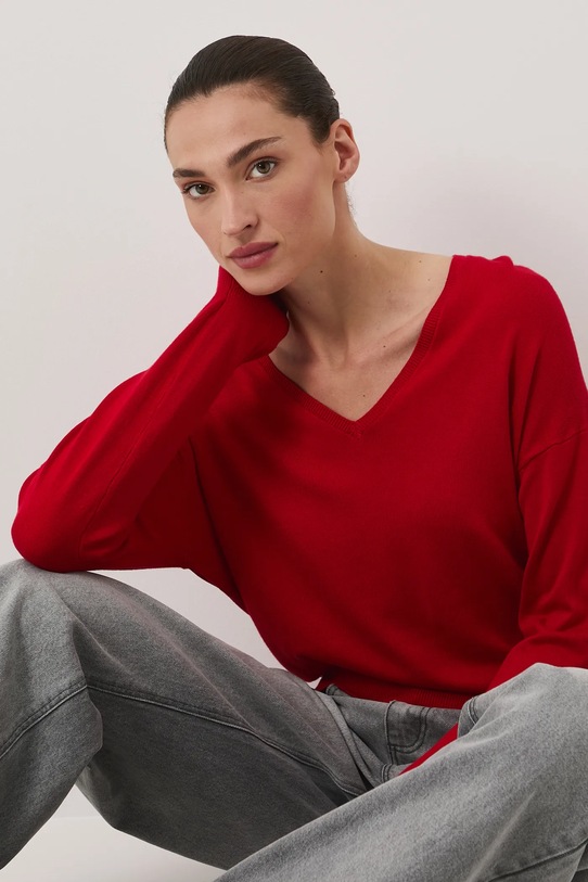 Sweter damski z wiskozą czerwony RW25-SWD034