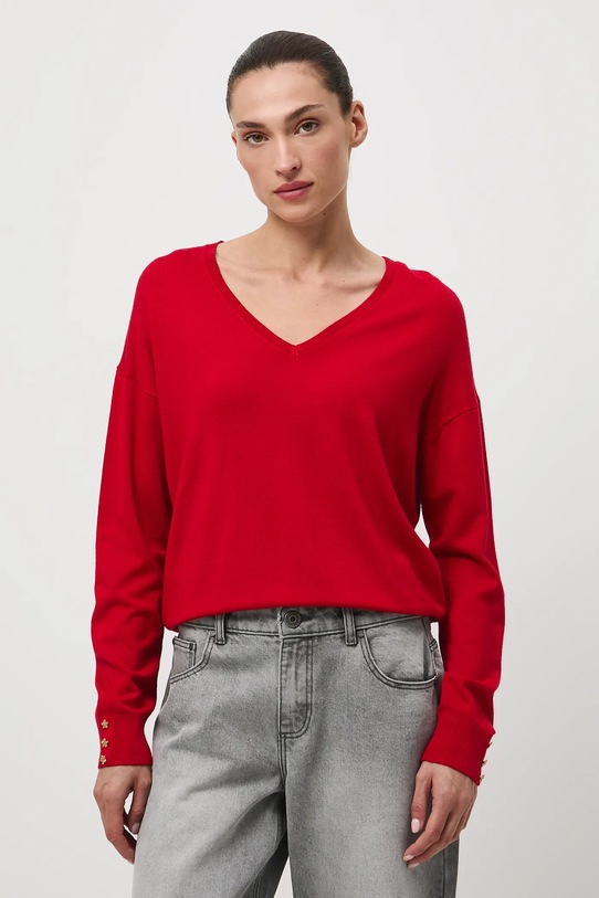 Sweter damski z wiskozą RW25-SWD034 czerwony