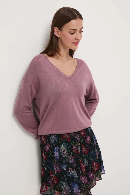 Sweter damski z wiskozą pozostałe różowy RW25-SWD034