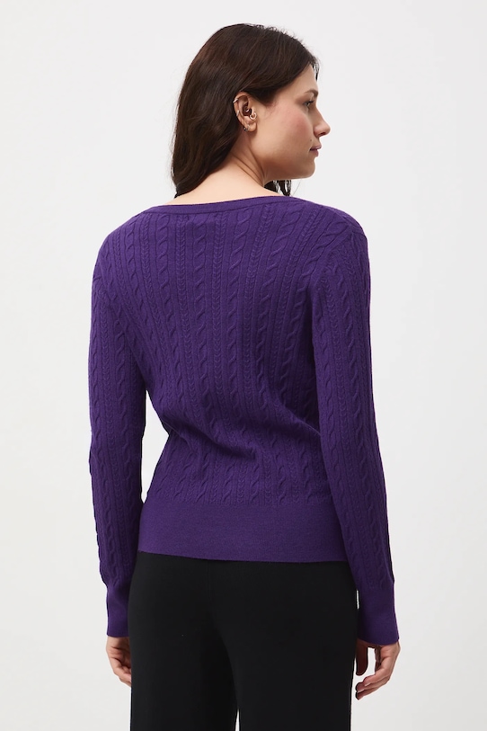 Odzież Sweter damski z warkoczowym splotem RW25-SWD052 fioletowy