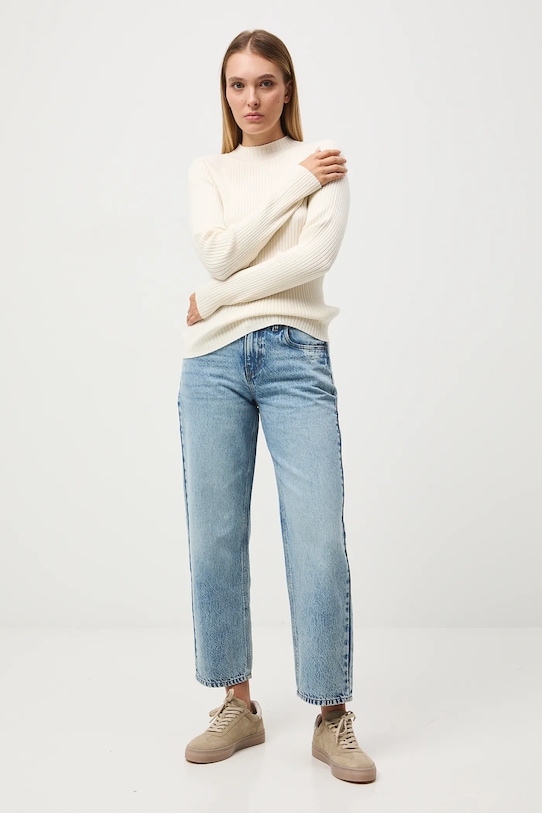 Sweter damski prążkowany RW25-SWD054 beżowy RW25