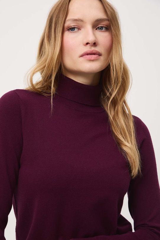 Sweter damski gładki z wiskozą bordowy RW25-SWD071