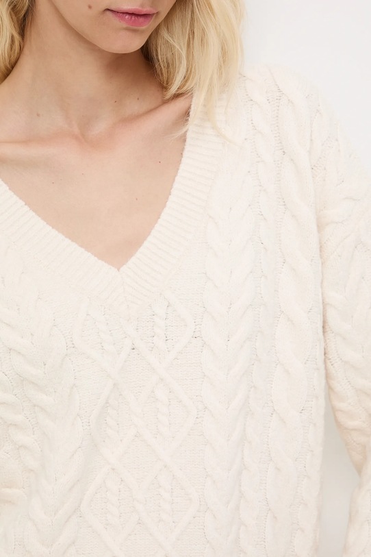 Sweter damski z warkoczowym splotem RW25-SWD073 beżowy